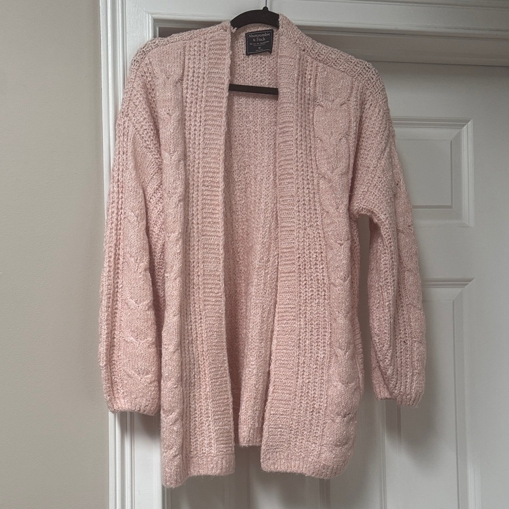 Abercrombie & Fitch Light Pink Cable Knit Cardigan